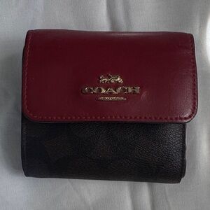 Coach Burgundy and Black Leather Wallet